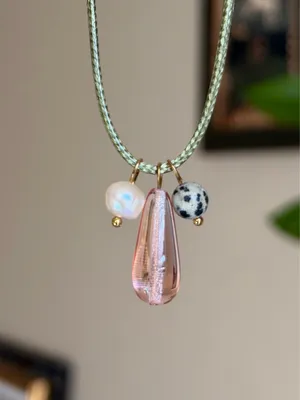 Handmade Czech glass beads mix boho fairy whimsy retro necklace🌿✨ thumbnail 3