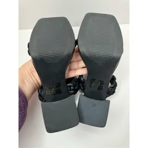 Anne Klein Sandals Womens Size 5.5 Black Braided‎ Double Strap Slip On Heels thumbnail 8