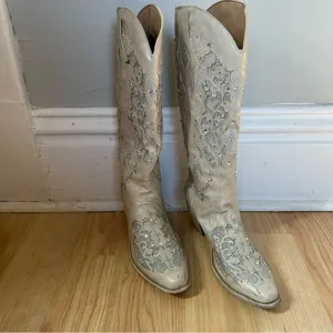 Corral Boots Women’s Size 37 6.5 Champagne Glitter Rhinestone Western Boots thumbnail 4