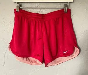 Nike Women's Vibrant Red Athletic Shorts Elastic‎ Waist Pull On sz small Soccer thumbnail 1