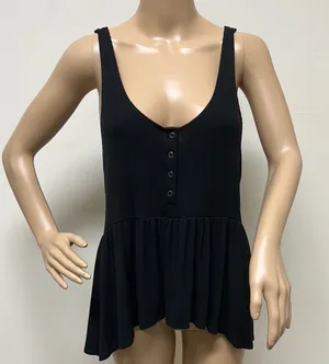 NWOT American Eagle Soft & Sexy Ribbed Black Sleeveless Peplum Top size S thumbnail 1