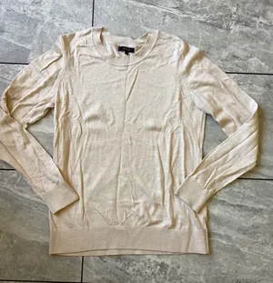 Quince Lightweight Cotton Cashmere Crew Sweater Heather Oatmeal M LB30091-WFVSHP thumbnail 1