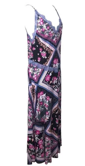 Intimately Free People Stevie Printed Maxi Slip Dress in Graphite Combo Medium thumbnail 6