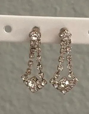 Diamond Dangle Earrings Silver thumbnail 1