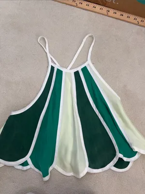 Free People Green & White Stripe Inez Skirt Set Size Small Crop Halter Top thumbnail 8