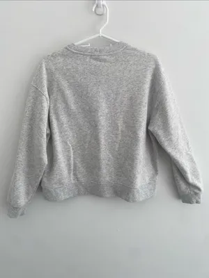 ON 34th L/S Crew Embroidered 3D Gray Sweatshirt Floral Flower Medium thumbnail 5
