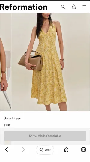 reformation yellow dress halter top thumbnail 2