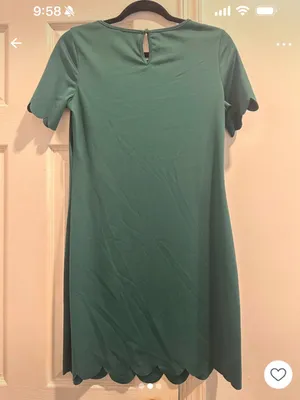 Teal Scallop-Hem Short Sleeve Dress thumbnail 2