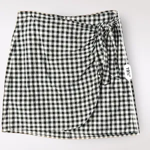 Loft Navy Blue Gingham Cotton Faux Wrap Preppy Casual Summer Mini Skirt‎ Size 8 thumbnail 5