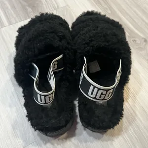 UGG‎ Black Fluffy Slides thumbnail 4