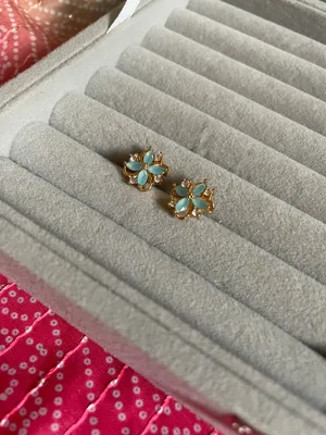 Turquoise Flower Studs Blue thumbnail 2