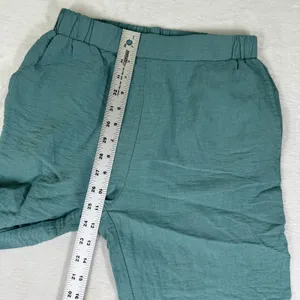 Happily Grey Teal‎ Green Wide Leg Textured Elastic Waist Pants Small thumbnail 4