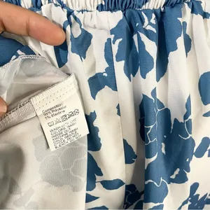 SheIn floral halter shirred waist A-line blue dress womens Size Large thumbnail 12