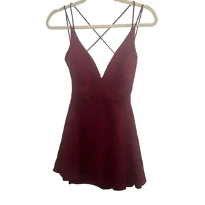 ✨Lulu’s Believe in Love Wine Red Backless Skater Sz Large Maroon Dress✨ thumbnail 10