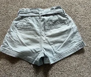 American Eagle Blue and White Pin Stripped Jean Shorts thumbnail 2