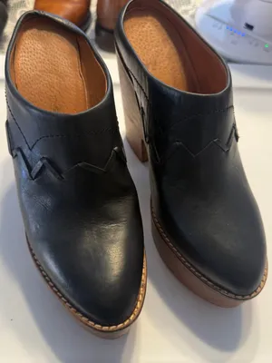 Free People Chance Black Leather Platform Clog Heels Sz 40 (9.5-10) Womens thumbnail 2