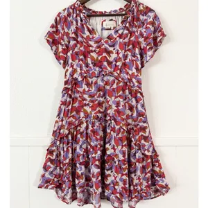 Anthropologie Women’s Floral Tiered Ruffle Mini Dress Multicolor XS thumbnail 2