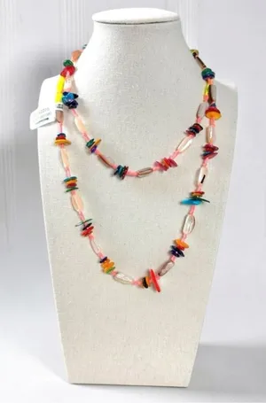 Free People Ariana Ost At The Market Necklace Pink NWT Belly Chain Shells Beach thumbnail 1