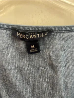 J. crew Merchantile Denim Chambray Faux Wrap Ruffle Hem Dress Size m thumbnail 3