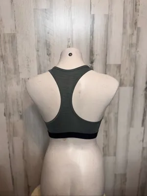 Nike Dri-FIT Racerback Sports Bra Heather Charcoal Grey Swoosh Womens Medium thumbnail 3