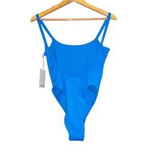 Vitamin A‎ Ocean Blue One Piece Swimsuit Open Back Minimalist Luxury Swim NWT S thumbnail 5