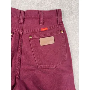 VTG Women's 90s Burgundy Denim Wrangler Jeans WPL6428 12x34 Cowgirl Cut thumbnail 6