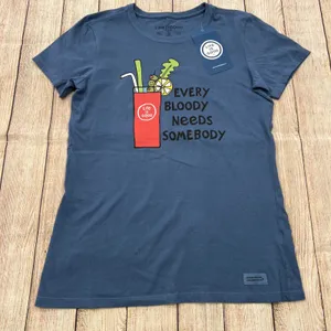 Life is Good Womens Crusher Tee Blue Every Bloody Needs Somebody‎ Graphic S NEW thumbnail 1