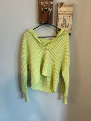 Free People Marlie Pullover Sweater — Acid Lime thumbnail 2