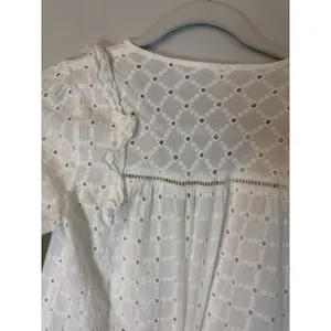 Anthropologie White Eyelet V Neck Mini Dress Tassels Sz 0 NEW thumbnail 9