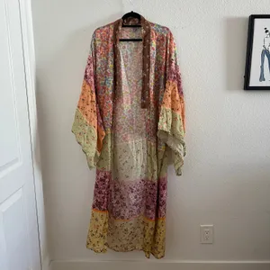Anthropologie Bl-nk London Pastel Long Floral Patchwork Kimono Multi One Size thumbnail 2