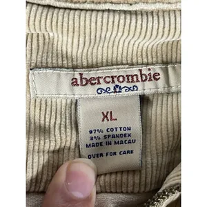 Vintage Abercrombie Corduroy Jacket Women XL Beige Tan Full Zip Trucker Stretch thumbnail 6