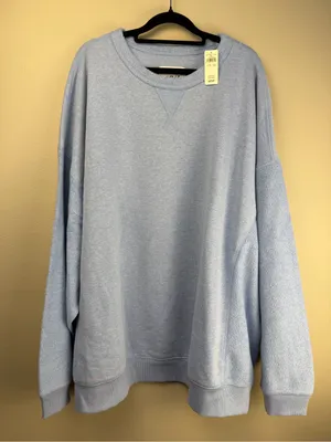 Aerie Très Chic Chenille Oversized Sweatshirt Mixed Media Blue Plus Size XXL NWT thumbnail 3
