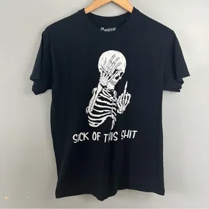 Spencers Skeloton Middle Finger Graphic Short Sleeve Tee Black Medium thumbnail 9