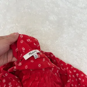 Madewell Womens Red Floral Mini Dress Cottage Prairie Boho XS Preppy Resort thumbnail 5