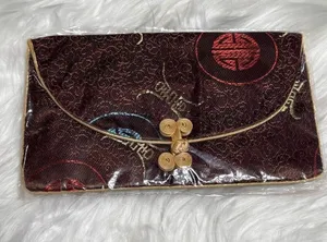 Japanese Brocade Silk Pouches Brown With Gold Accents Set of 3 New thumbnail 1