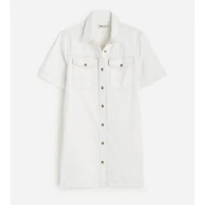 Madewell Denim Boxy Shirtdress Vintage Canvas White Relaxed Mini Small NWT thumbnail 6