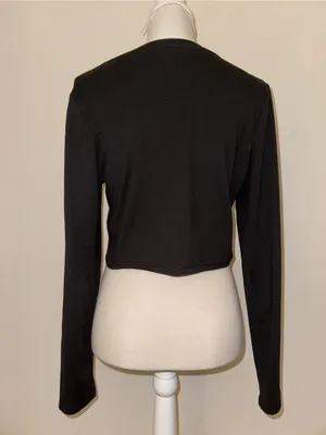 SHEIN 2 Women's Casual Simple Round Neck Long Sleeve Cropped Fitted T-Shirts thumbnail 4