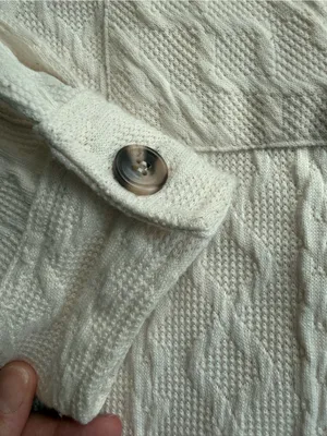 Cream Cable Knit Button thumbnail 3