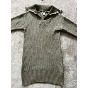 Cupcakes & Cashmere Notch Collar Sweater Dress Tan Zip‎ Shawl Size Large thumbnail 4