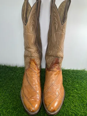 Tony Lama Cowboy Boots Men’s 10.5 D Brown Tan Leather Western thumbnail 2