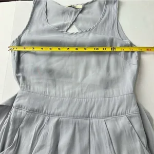 YA Los Angeles Cotton Silk Open Back Pleated Mini Dress Blue Small thumbnail 6