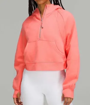 Lululemon Scuba Oversized Half-Zip Hoodie Raspberry Cream M/L 🍋 thumbnail 1
