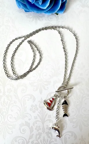 Dolphin Inspired Necklace (719) 🐬 Silver thumbnail 2