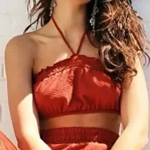 Free People‎ Beach Don't Kill My Vibe Bronzer Brown Halterneck Bandeau Top XS thumbnail 4