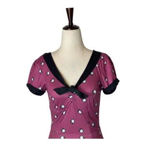 Unique Vintage x GB Dress Women XS Purple Fit‎ and Flare Clock Print Retro Boho thumbnail 4