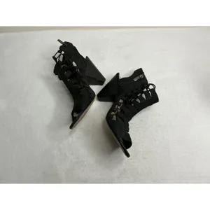 Vince Camuto Womens 9W Black Strappy Lace Up Cage Sandals Cone Heel Side Zip thumbnail 3