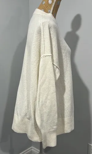 Aerie Women's CozyUp Cream Sweater Size Medium Oversized Crew Neck Soft thumbnail 7