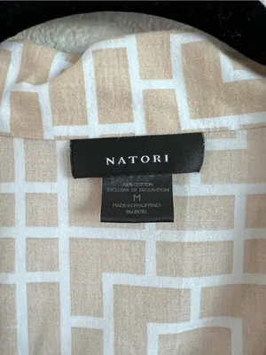 Natori Women’s Geometric‎ Print Notch Collar Pajama Top Cotton Sleep Shirt thumbnail 2