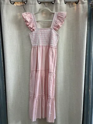 Smocked Ruffle Strap Tiered Midi Dress Medium thumbnail 9