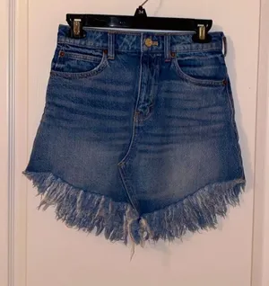 We The Free (Free People) Frayed Bailey Denim Mini Skirt thumbnail 1
